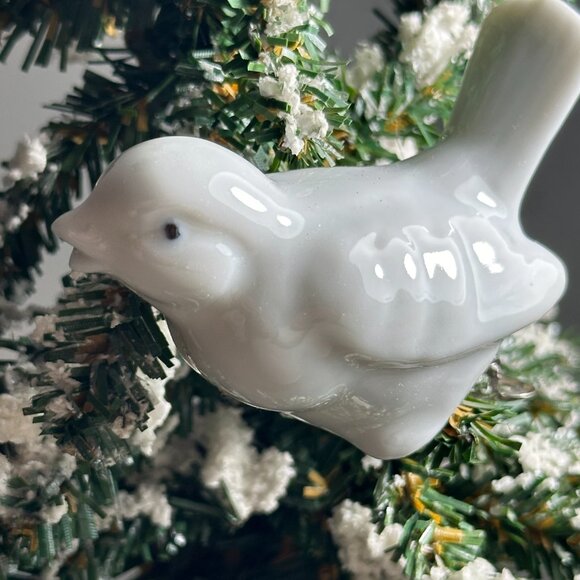 Porcelain Dove Bird Ornaments Two Clip on Christmas Tree Holiday Home Decor - Picture 7 of 8